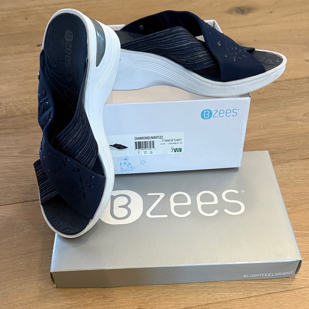 Bzees Dark Blue Slip-On Sandals